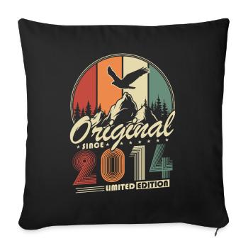 Original 2014 Jahrgang Retro Geburtstag Geschenk - Sofakissenbezug 45 x 45 cm - Schwarz - Vorne