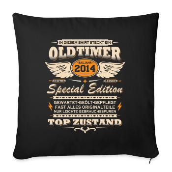 Oldtimer Baujahr Jahrgang 2014 Geburtstag Geschenk - Sofakissenbezug 45 x 45 cm - Schwarz - Vorne