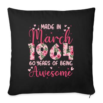 Mars 1964 Cadeau Anniversaire 60 Ans Pour Femme - Housse de coussin décorative 45 x 45 cm - noir - Devant