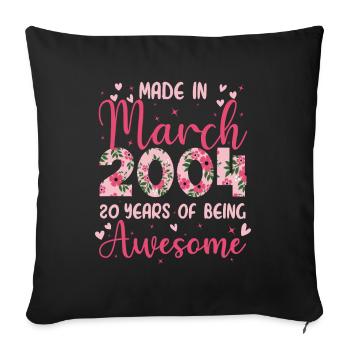 March 2004 20th Anniversary Gift for Wife - Sofa pillowcase 17,3'' x 17,3'' (45 x 45 cm) - black - Front