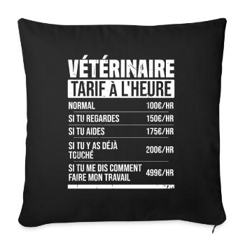 Vétérinaire tarif à l'heure idée cadeau humour - Housse de coussin décorative 45 x 45 cm - noir - Devant