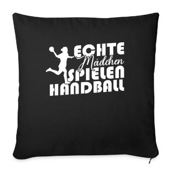 Real girls playing handball - Sofa pillowcase 17,3'' x 17,3'' (45 x 45 cm) - black - Front
