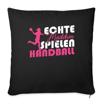 Real girls playing handball - Sofa pillowcase 17,3'' x 17,3'' (45 x 45 cm) - black - Front