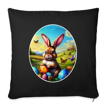 Pretty easter bunny in landscape - Sofa pillowcase 17,3'' x 17,3'' (45 x 45 cm) - black - Front