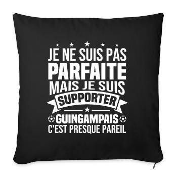 Pas parfaite mais je suis supporter Guingampais - Housse de coussin décorative 45 x 45 cm - noir - Devant