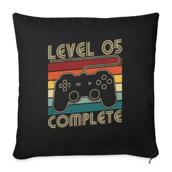 Cadeau d'anniversaire complet de 5 ans de niveau 5 - Housse de coussin décorative 45 x 45 cm - noir - Devant