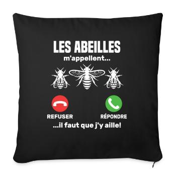 Bees call me... - Sofa pillowcase 17,3'' x 17,3'' (45 x 45 cm) - black - Front
