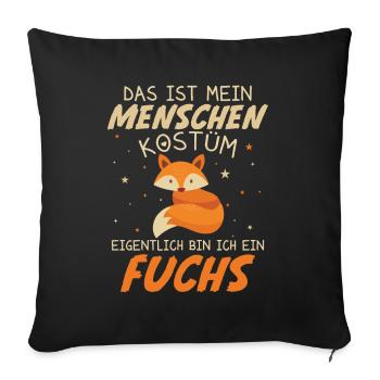 C'est mon costume d'humain, en fait de renard - Housse de coussin décorative 45 x 45 cm - noir - Devant