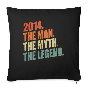 2014 Mann Mythos Legende Jahrgang Geburtstag - Housse de coussin décorative 45 x 45 cm - noir - Devant