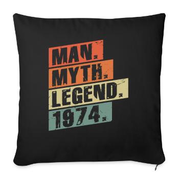 Vintage Born 1974 Man Myth Legend - Sofa pillowcase 17,3'' x 17,3'' (45 x 45 cm) - black - Front
