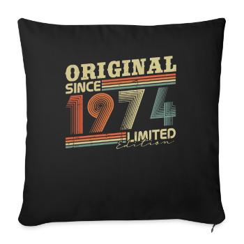 Original Since 1974 Vintage Birthday Gift - Sofa pillowcase 17,3'' x 17,3'' (45 x 45 cm) - black - Front
