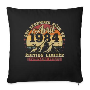 Vintage April 1984 Retro Birthday Gift - Sofa pillowcase 17,3'' x 17,3'' (45 x 45 cm) - black - Front