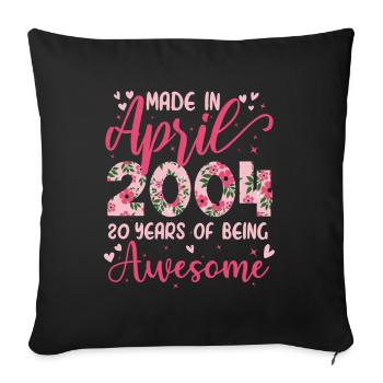 April 2004 20th Anniversary Gift for Girls - Sofa pillowcase 17,3'' x 17,3'' (45 x 45 cm) - black - Front