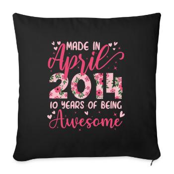 April 2014 Geschenk zum 10-jährigen Jubiläum für Mädchen - Sofakissenbezug 45 x 45 cm - Schwarz - Vorne