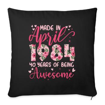April 1984 40th Anniversary Gift for Wife - Sofa pillowcase 17,3'' x 17,3'' (45 x 45 cm) - black - Front