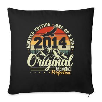 Original 2014 Jahrgang Retro Geburtstag Geschenk - Sofakissenbezug 45 x 45 cm - Schwarz - Vorne