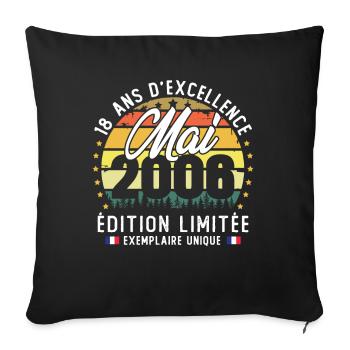 May 2006 Vintage 18th Anniversary Gift - Sofa pillowcase 17,3'' x 17,3'' (45 x 45 cm) - black - Front