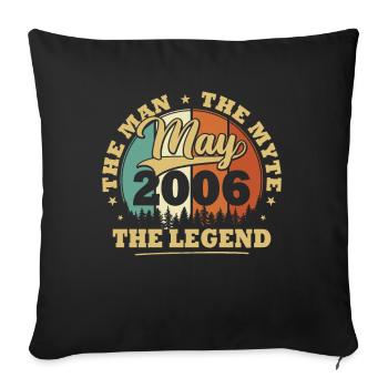 Vintage May 2006 18 Year Anniversary Gift - Sofa pillowcase 17,3'' x 17,3'' (45 x 45 cm) - black - Front