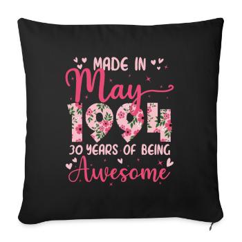 Mai 1994 Geschenk zum 30-jährigen Jubiläum für Ehefrau - Sofakissenbezug 45 x 45 cm - Schwarz - Vorne