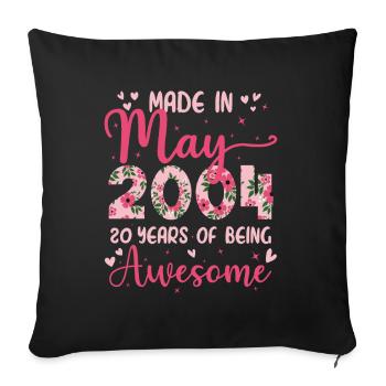 Mai 2004 Cadeau Anniversaire 20 Ans Pour Filles - Housse de coussin décorative 45 x 45 cm - noir - Devant