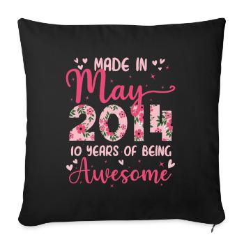 Mai 2014 Geschenk zum 10-jährigen Jubiläum für Mädchen - Sofakissenbezug 45 x 45 cm - Schwarz - Vorne
