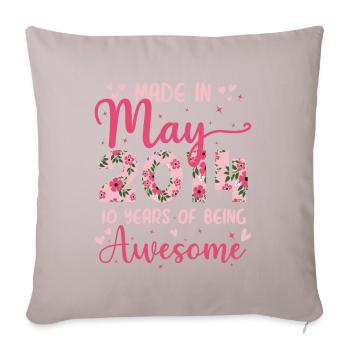 Mai 2014 Cadeau Anniversaire 10 Ans Pour Filles - Housse de coussin décorative 45 x 45 cm - taupe clair - Devant
