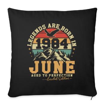 Juin 1984 Vintage Rétro Anniversaire 1984 Cadeau - Housse de coussin décorative 45 x 45 cm - noir - Devant
