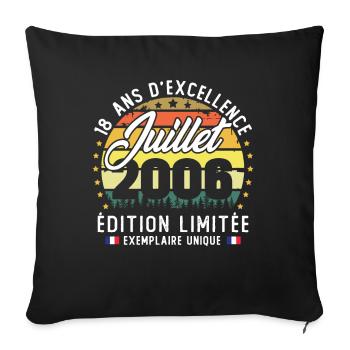 July 2006 Vintage 18 Year Anniversary Gift - Sofa pillowcase 17,3'' x 17,3'' (45 x 45 cm) - black - Front