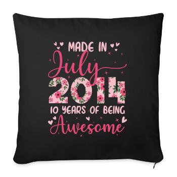 Juli 2014 10-jähriges Jubiläumsgeschenk für Mädchen - Sofakissenbezug 45 x 45 cm - Schwarz - Vorne