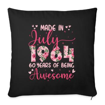 Juillet 1964 Cadeau Anniversaire 60 Ans Pour Femme - Housse de coussin décorative 45 x 45 cm - noir - Devant
