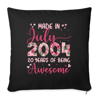 Juillet 2004 Cadeau Anniversaire 20 Ans Pour fille - Housse de coussin décorative 45 x 45 cm - noir - Devant