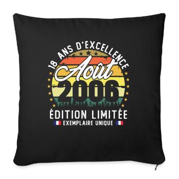 August 2006 Vintage 18 Year Anniversary Gift - Sofa pillowcase 17,3'' x 17,3'' (45 x 45 cm) - black - Front