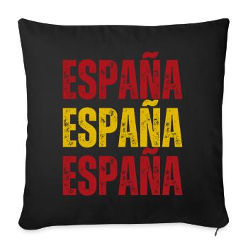 Drapeau de l’Espagne, fierté espagnole - Housse de coussin décorative 45 x 45 cm - noir - Devant