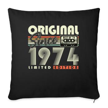 Original Since 1974 Vintage Birthday Gift - Sofa pillowcase 17,3'' x 17,3'' (45 x 45 cm) - black - Front