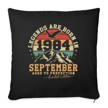 Septembre 1984 Vintage Anniversaire 1984 Cadeau - Housse de coussin décorative 45 x 45 cm - noir - Devant