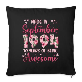 Septembre 1994 Anniversaire 30 Ans Pour Femmes - Housse de coussin décorative 45 x 45 cm - noir - Devant