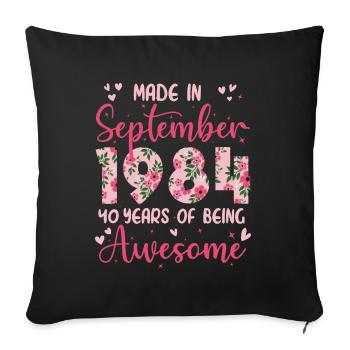 September 1984 Women's 30th Anniversary - Sofa pillowcase 17,3'' x 17,3'' (45 x 45 cm) - black - Front