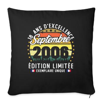 September 2006 Vintage 18 Year Anniversary Gift - Sofa pillowcase 17,3'' x 17,3'' (45 x 45 cm) - black - Front