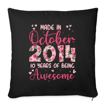 Oktober 2014 10-jähriges Jubiläum für Mädchen - Sofakissenbezug 45 x 45 cm - Schwarz - Vorne