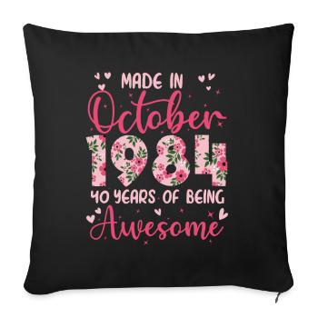 October 1984 Women's 40th Anniversary - Sofa pillowcase 17,3'' x 17,3'' (45 x 45 cm) - black - Front
