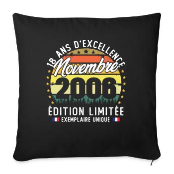 November 2006 Vintage 18 Year Anniversary Gift - Sofa pillowcase 17,3'' x 17,3'' (45 x 45 cm) - black - Front