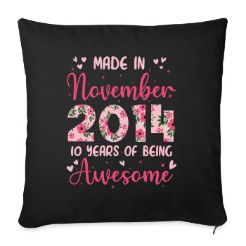 November 2014 10. Geburtstag der Mädchen - Sofakissenbezug 45 x 45 cm - Schwarz - Vorne