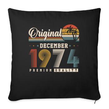 Original Dezember 1974 Jahrgang Retro Geburtstag - Housse de coussin décorative 45 x 45 cm - noir - Devant