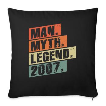 Vintage Born 2007 Man Myth Legend - Sofa pillowcase 17,3'' x 17,3'' (45 x 45 cm) - black - Front