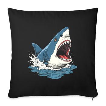 Ferocious Shark Splashing Out of Water - Sofa pillowcase 17,3'' x 17,3'' (45 x 45 cm) - black - Front