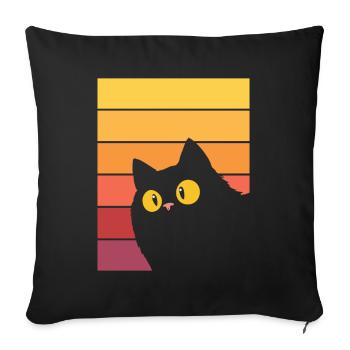 Peekaboo Cat at Sunset | Retro Design | Minimalist - Sofa pillowcase 17,3'' x 17,3'' (45 x 45 cm) - black - Front