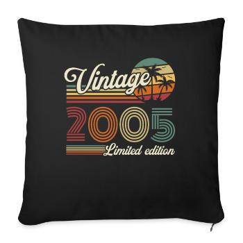 Vintage Rétro Cadeau Anniversaire pour Né en 2005 - Housse de coussin décorative 45 x 45 cm - noir - Devant
