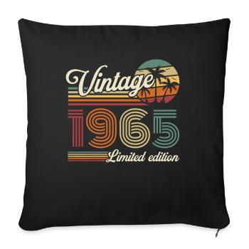 Vintage Rétro Cadeau Anniversaire pour Né en 1965 - Housse de coussin décorative 45 x 45 cm - noir - Devant
