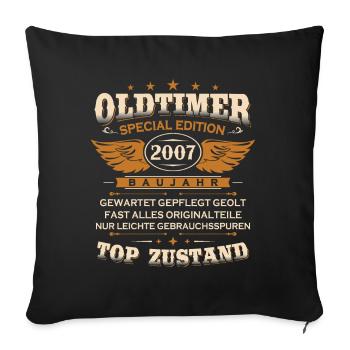 Oldtimer Baujahr 2007 Geboren Jahrgang Geburtstag - Sofakissenbezug 45 x 45 cm - Schwarz - Vorne