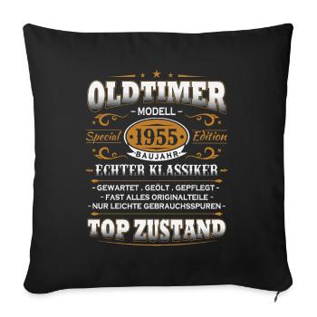 Voiture de collection Année 1955 Vintage Cadeau d’anniversaire - Housse de coussin décorative 45 x 45 cm - noir - Devant